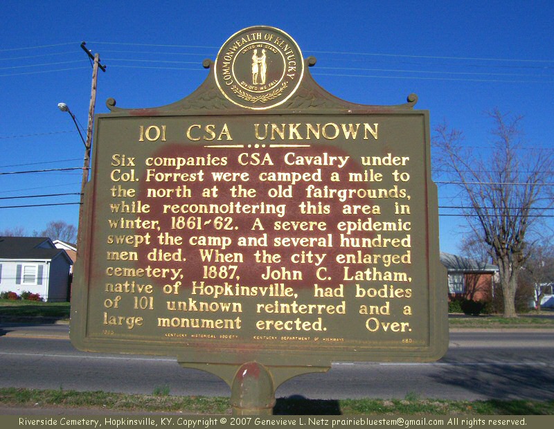 Historic marker about grave of unknown Confederate soldiers
