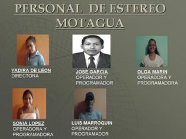 PERSONAL DE ESTEREO MOTAGUA 101.5 F.M.