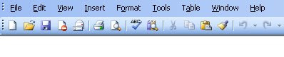 Microsoft Word Toolbar Screen shot