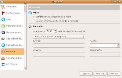 Configuracion de Proxy en Skype