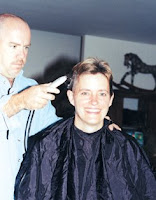 Kathy Brennan's husband shaves her hair off