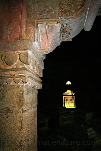 Ornamental column inside Humayun's Tomb complex in Delhi, India