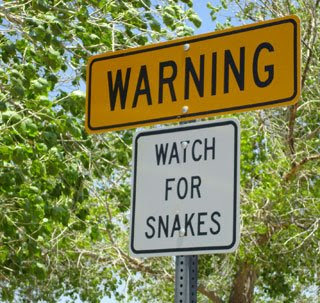 watch for snakes