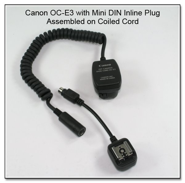 OC1046 (CP1081): Canon OC-E3 with Mini DIN Inline Plug Assembled on Coiled Cord