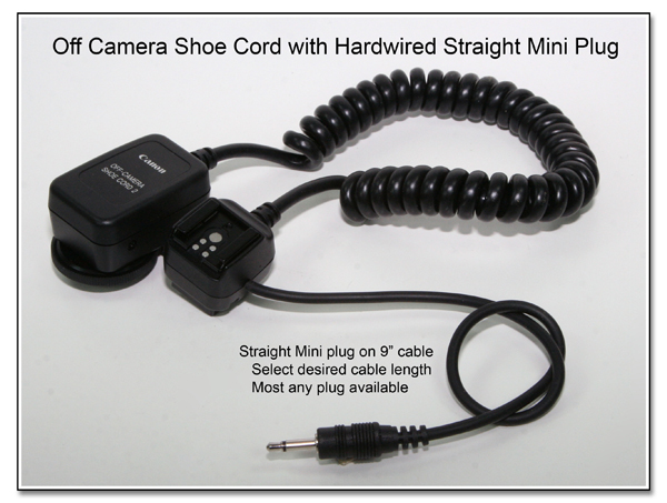 Off Camera Shoe Cord with Hardwired Straight Mini Plug