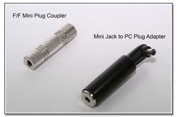 SC1045: Mini Plug Coupler and Mini Jack to PC Plug Adapter