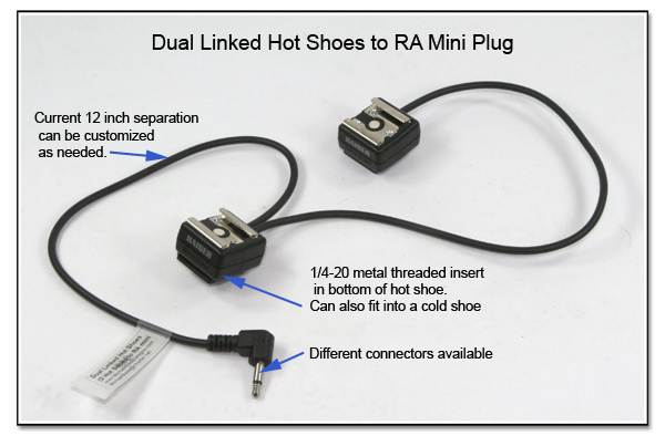 HS1013 (DF1008): Dual Linked Hot Shoes to RA Mini Plug