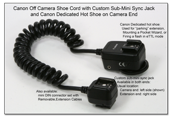 OC1021: Canon OCC with Aux Sync Jacks and Dedicated Hot Shoe on Camera End