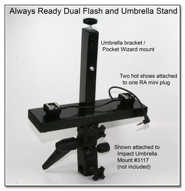 DF1040: Always Ready Dual Flash, PW and  Umbrella Stand - Shown on Impact Tilting Umbrella Stand