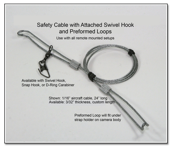 PJ1053: Safety Cable with Arrached Swivel Hook and Pre-Formed Loops