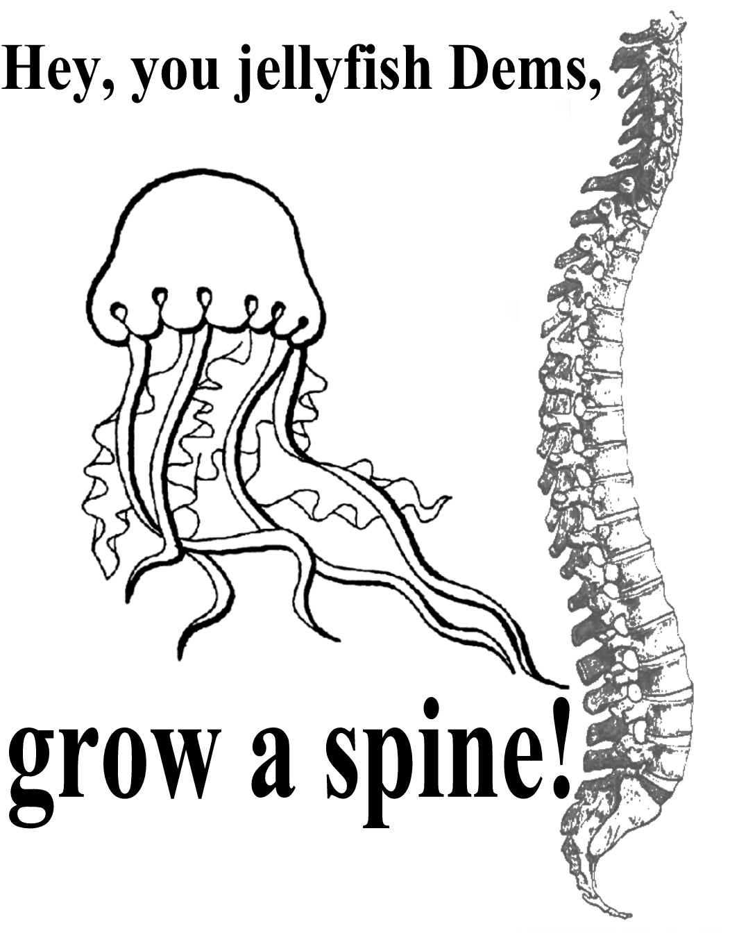 Hey, you jellyfish Dems, grow a spine! (design copyright 2007 by Katharine O'Moore-Klopf)