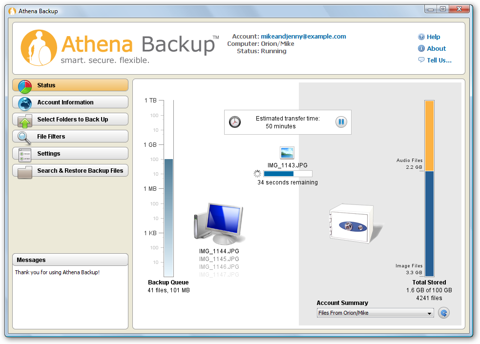 Athena Backup Screenshot