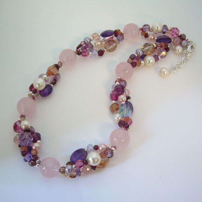 pink cluster necklace