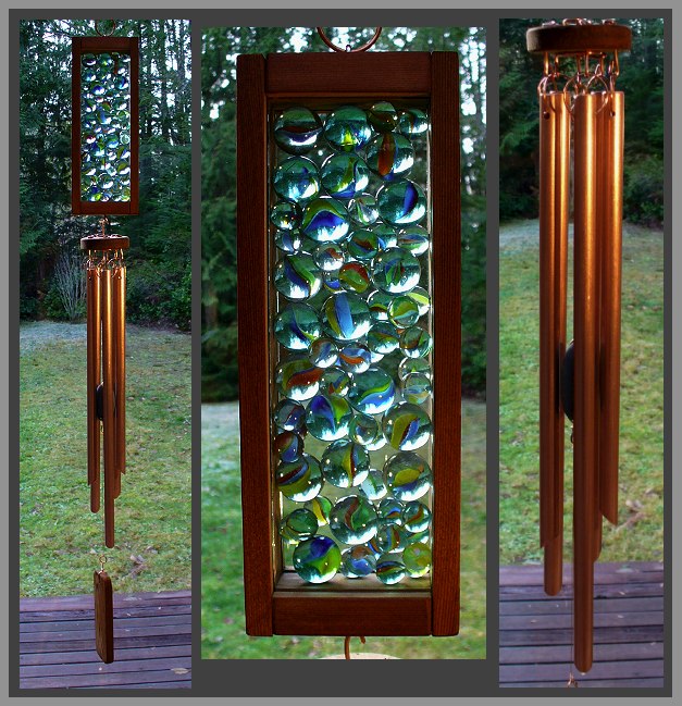 Wind Chime, windchime, cats-eye marbles, copper, handcrafted