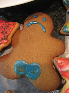 gingerbread man with blue balls