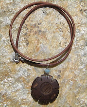 Brown Shell Flower and Leather Necklace