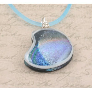 dichroic art glass moon pendant