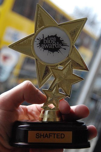 Jett Loe's Shafted trophy from the 2008 Irish Blog Awards - photo by goodonpaper  / Andy McMillan via Flickr