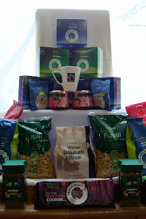 Fair trade produce on display at a harvest service
