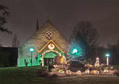 Saint Genevieve of du Bois Church, in Warson Woods, Missouri - Christmas lights