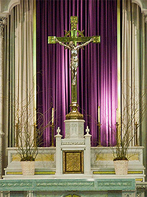 Saint Margaret of Scotland Church, in Saint Louis, Missouri, USA - crucifix and tabernacle