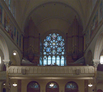 Saint Anthony of Padua Roman Catholic Church, in Saint Louis, Missouri, USA -  Pipe organ and choir loft