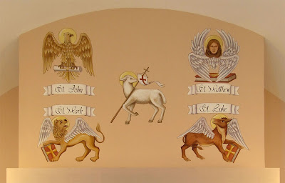 Saint James Roman Catholic Church, in Millstadt, Illinois, USA - painting of symbols of Evangelists