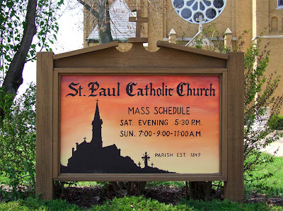 Saint Paul Roman Catholic Church, in Saint Paul, Missouri, USA - sign