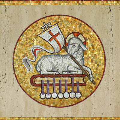 Sainte Genevieve du Bois Roman Catholic Church, in Warson Woods, Missouri, USA -Lamb of God mosaic