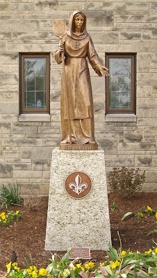 Sainte Genevieve du Bois Roman Catholic Church, in Warson Woods, Missouri, USA - statue of Sainte Geneviève