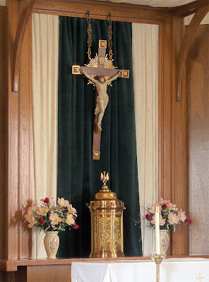 Holy Family Roman Catholic Church, in Port Hudson, Missouri, USA - crucifix and tabernacle