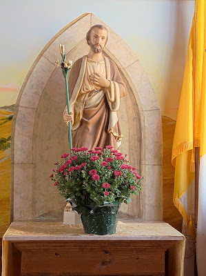 Saint James Roman Catholic Church, in Catawissa, Missouri, USA - statue of Saint Joseph