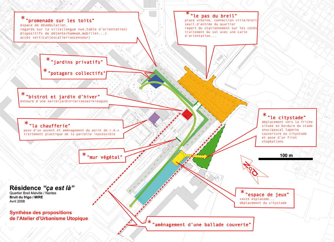 Plan de situation des propositions issues de l'atelier d'urbanisme utopique