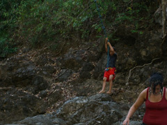 Soren takes on the rope swing