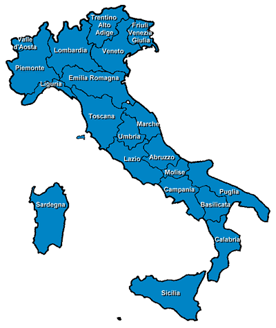 Mapa de las regiones italianas