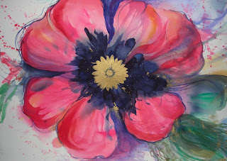 Gypsy Poppy painting in watercolor by Angela Fehr