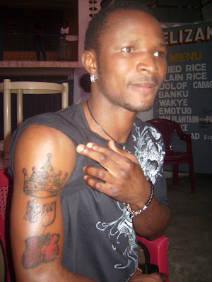 IBF Bantamweight champion Joseph 'King Kong' Agbeko, notice the tattoo on