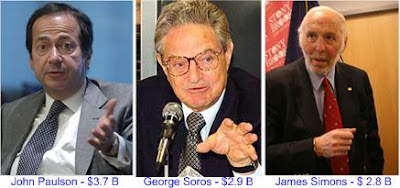 John Paulson, George Soros and James H. Simons