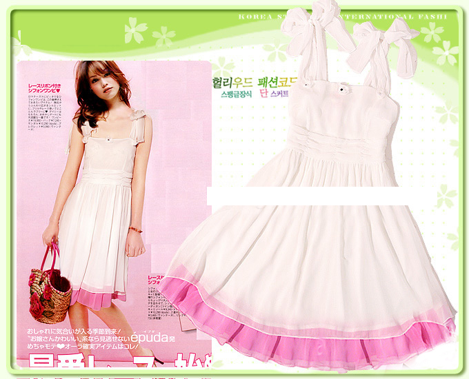[White+with+Shoulder+Ribbon+Lovely+Korean+One+Piece+Dress+$49.90.jpg]