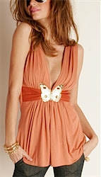 SKY - Burnt Orange Sleeveless with Gold Butterfly