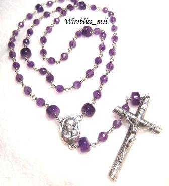Wire wrapped Rosary with Amethyst