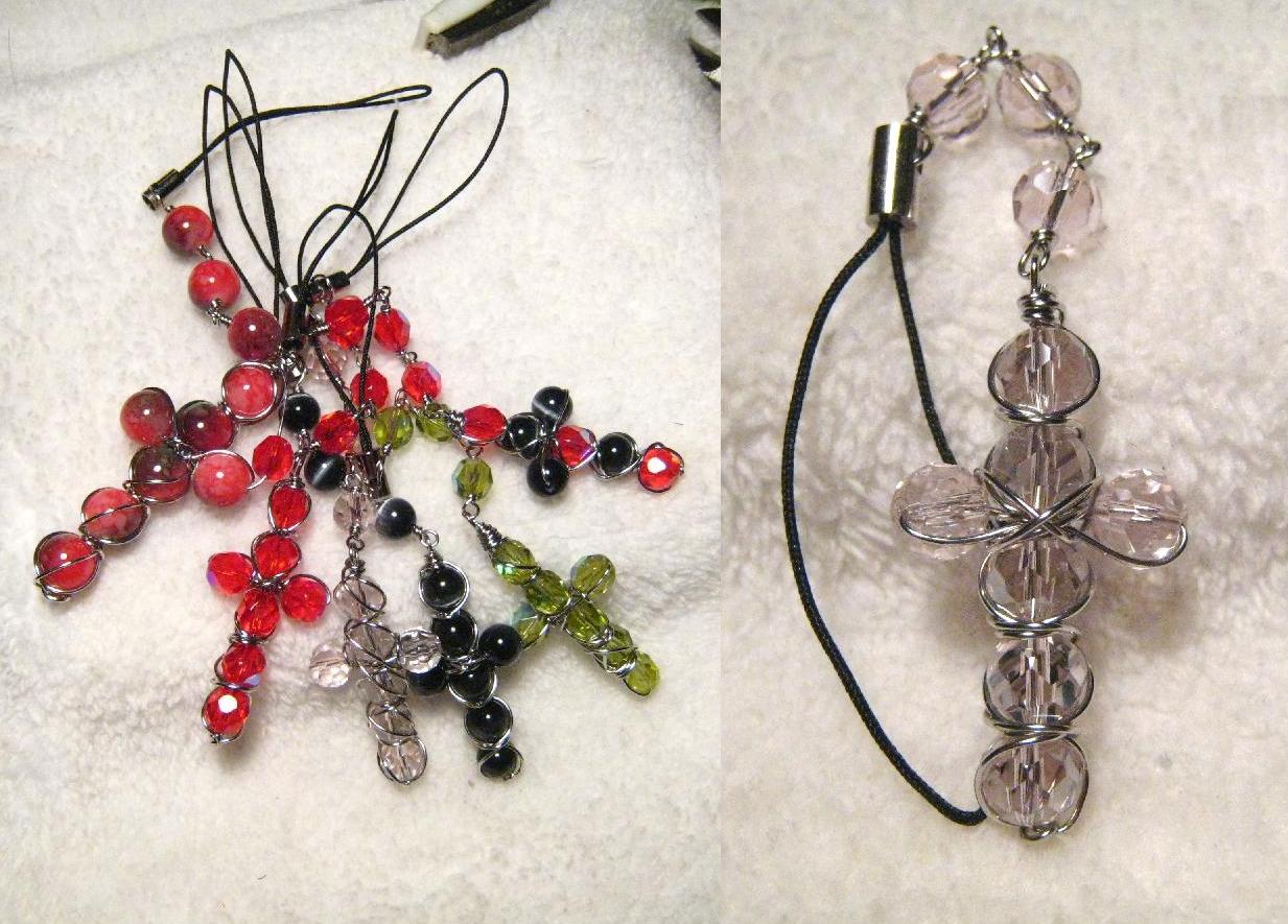 Beaded wire wrapped crosses