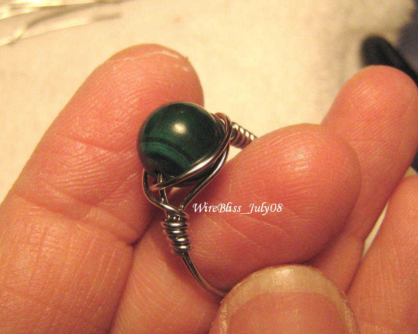 simple wire wrapped malachite ring