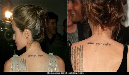picture of Angelina Jolie tattoo signs