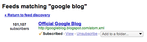 Google Blog subscriber counts