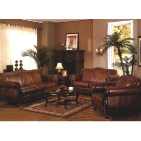 brown leather living room furniture on Pcs Convington Living Room Furniture Set In Brown Leather Finish