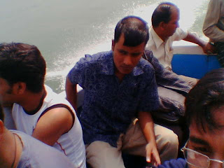 On the speed boat.... at the time of return .. hey hey don look at my bald head