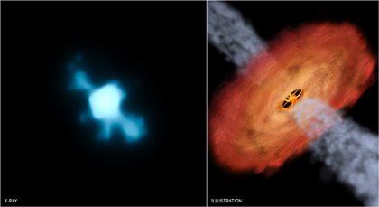 Jets de rayos-X de la estrella DG Tau por Chandra e ilustración