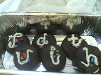 Judith's double chocolate cookies with white chocolate letterings, J-U-D-I-T-H.