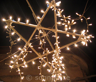 Christmas star in lights, Calabria, Italy